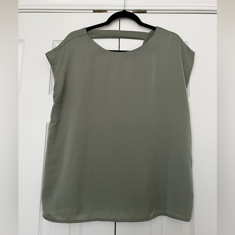 Women's Open Back Olive Green Blouse